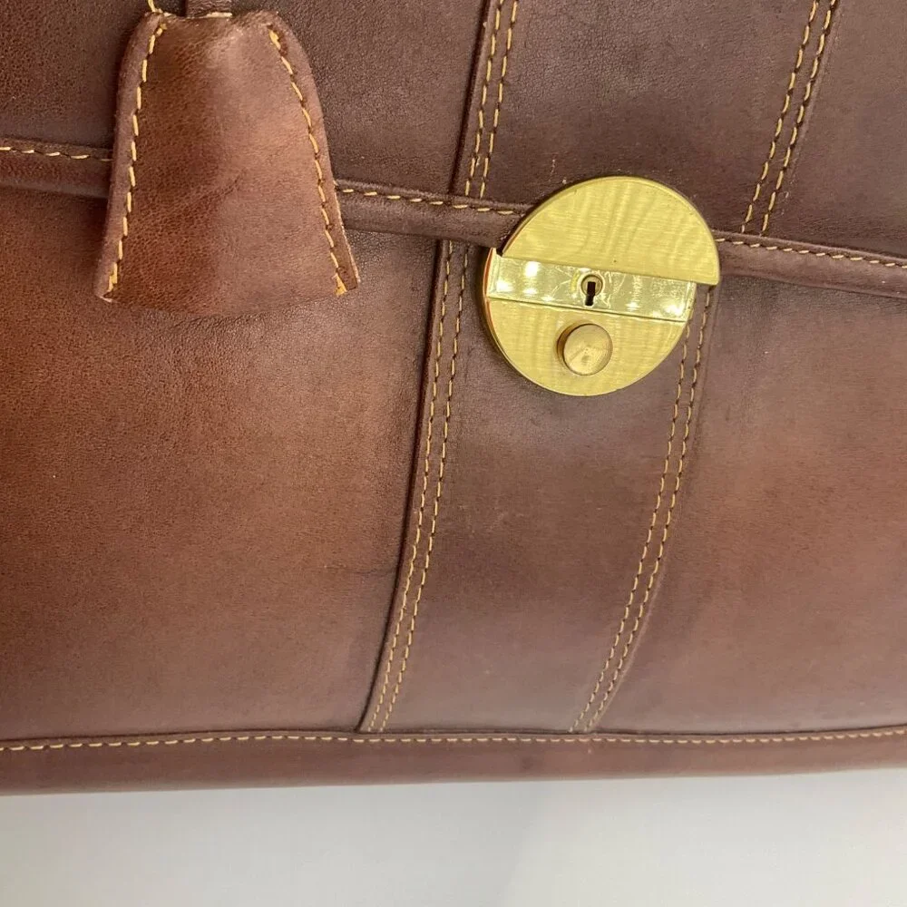 VTG Sudhaus 80's Leather Briefcase Key Detachable Strap Minimalist Old Money